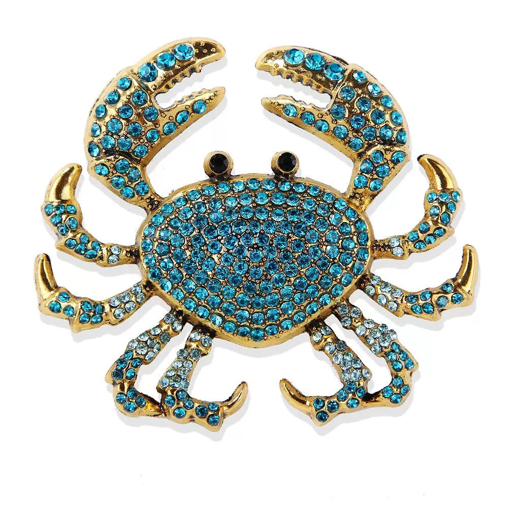 Crab Alloy Rhinestone Brooch PA6412