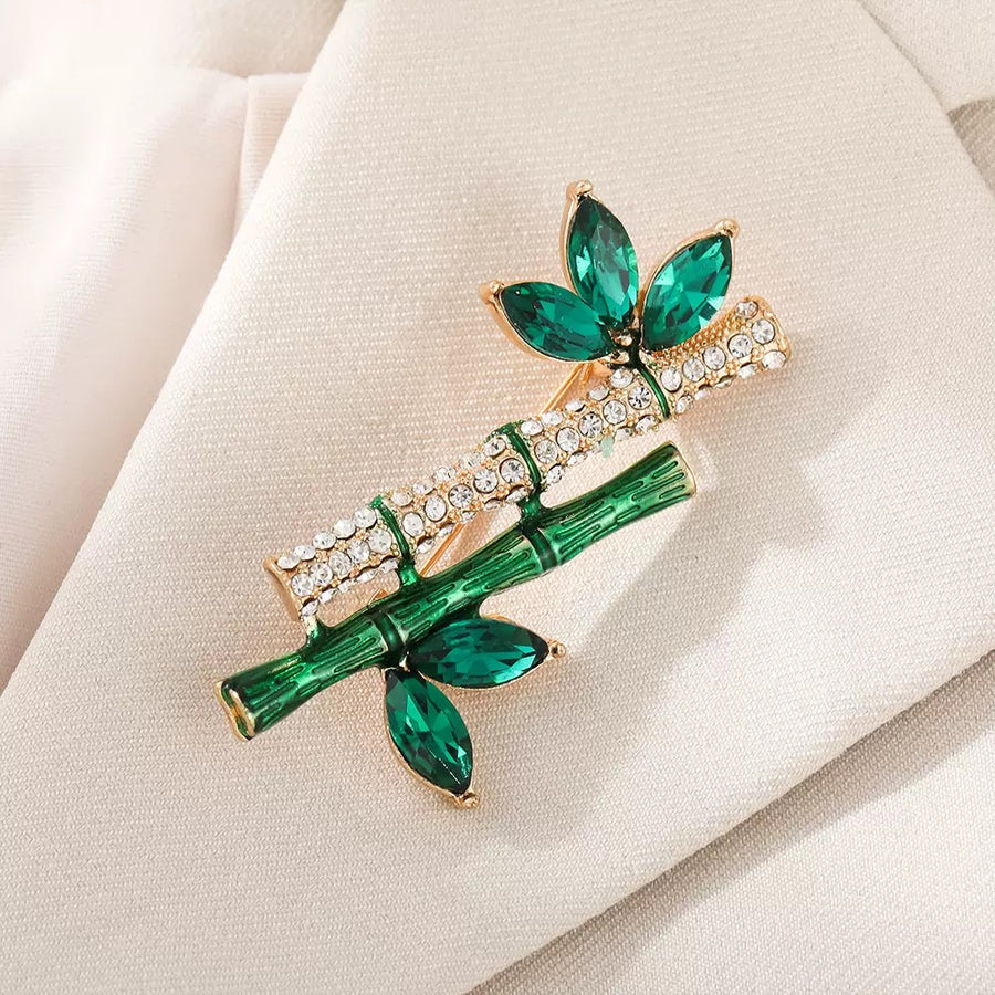 Bamboo Alloy Rhinestone Brooch PA5048