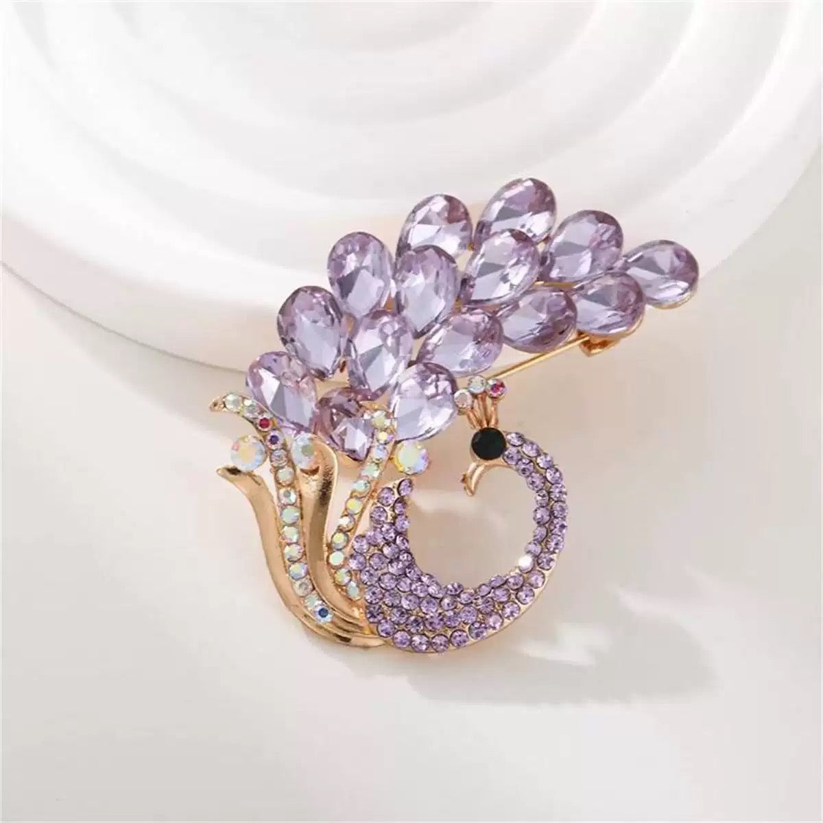 Peacock Alloy Rhinestone Brooch PA6424