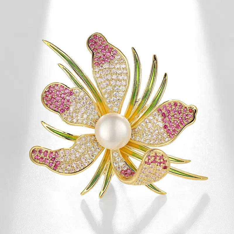 Flower Alloy Rhinestone Brooch PA6421
