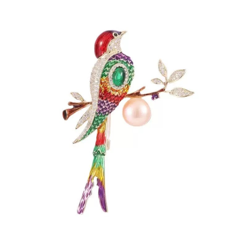 Bird Alloy Rhinestone Brooch PA6414
