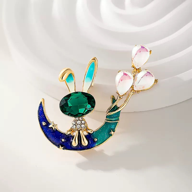 Rabbit Alloy Rhinestone Brooch PA6440