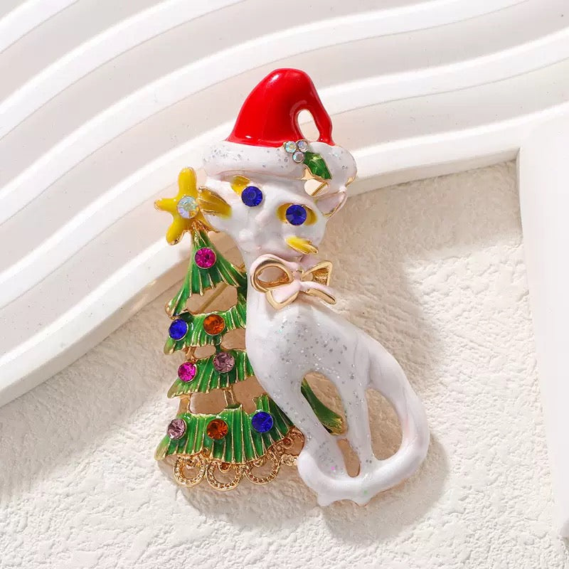 Cat Alloy Rhinestone Brooch PA6445