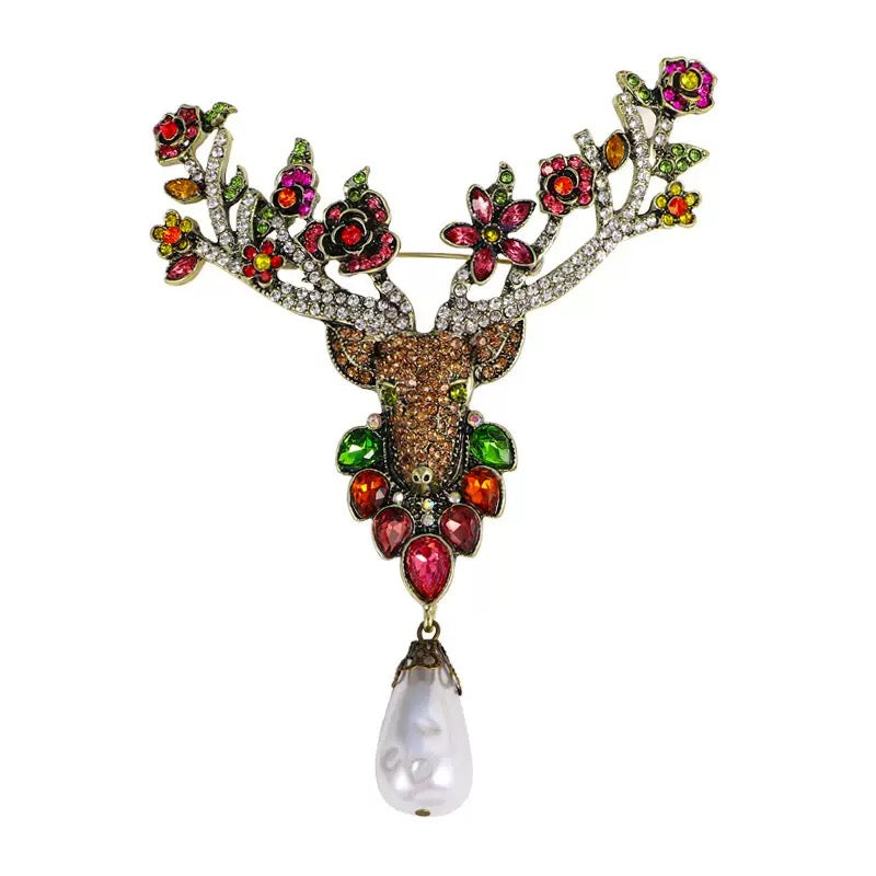 Deer Rhinestone Brooch PA6442