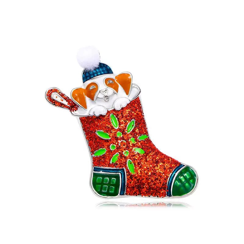 Christmas Sock Alloy Rhinestone Brooch PA6426