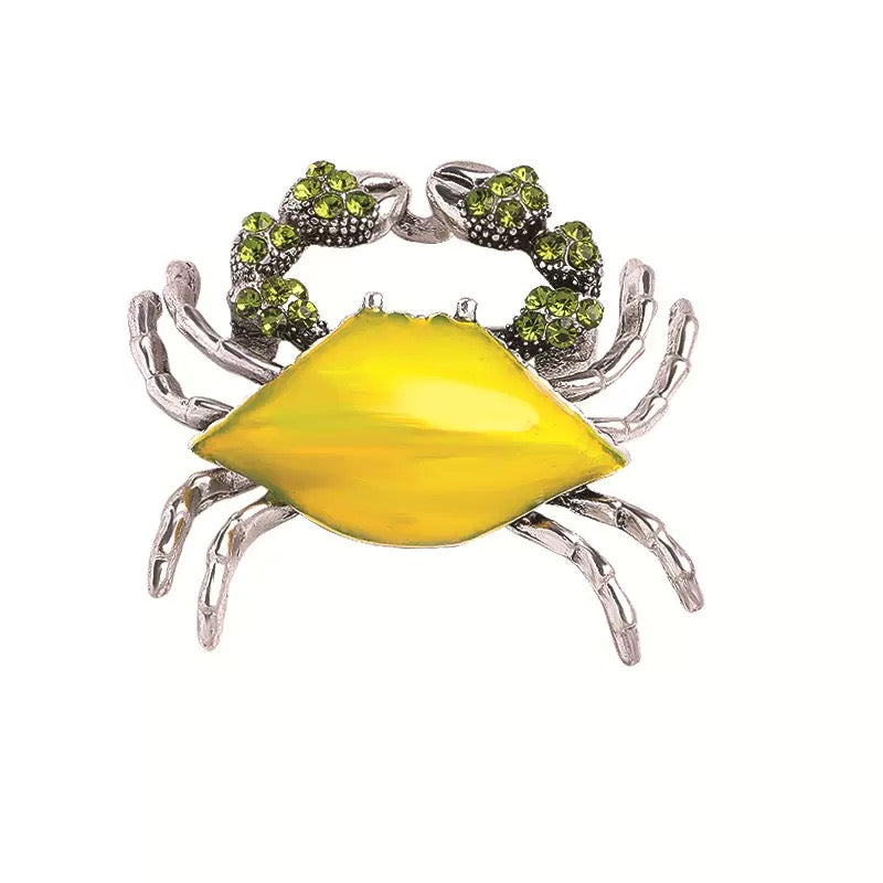 Crab Alloy Rhinestone Brooch PA6437