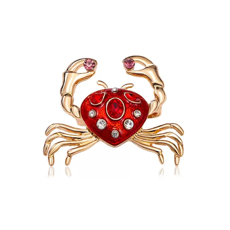 Crab Alloy Rhinestone Brooch PA6436