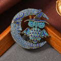 Owl and Moon Alloy Rhinestone Brooch PA5916 - view 3