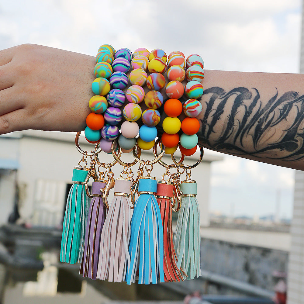 Silicone Bead Bracelet Keychain K1159 - view 8