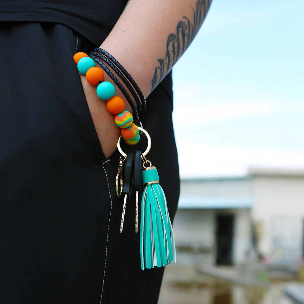 Silicone Bead Bracelet Keychain K1159 - view 5