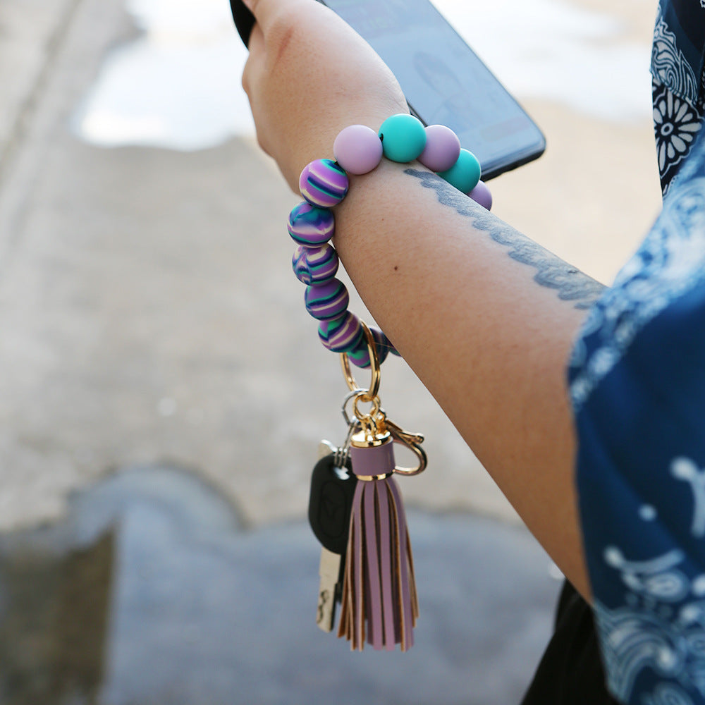 Silicone Bead Bracelet Keychain K1159 - view 7