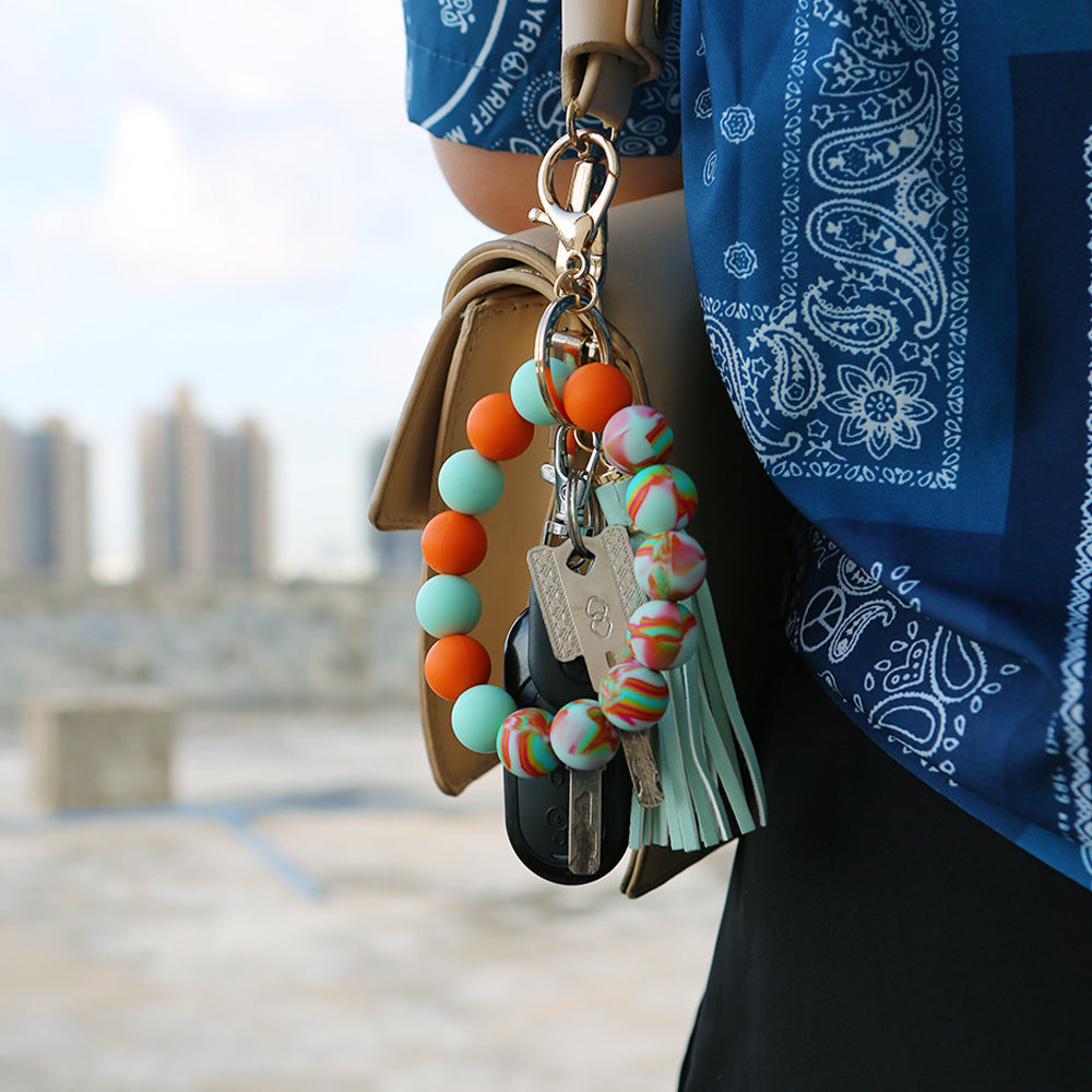 Silicone Bead Bracelet Keychain K1159 - view 6