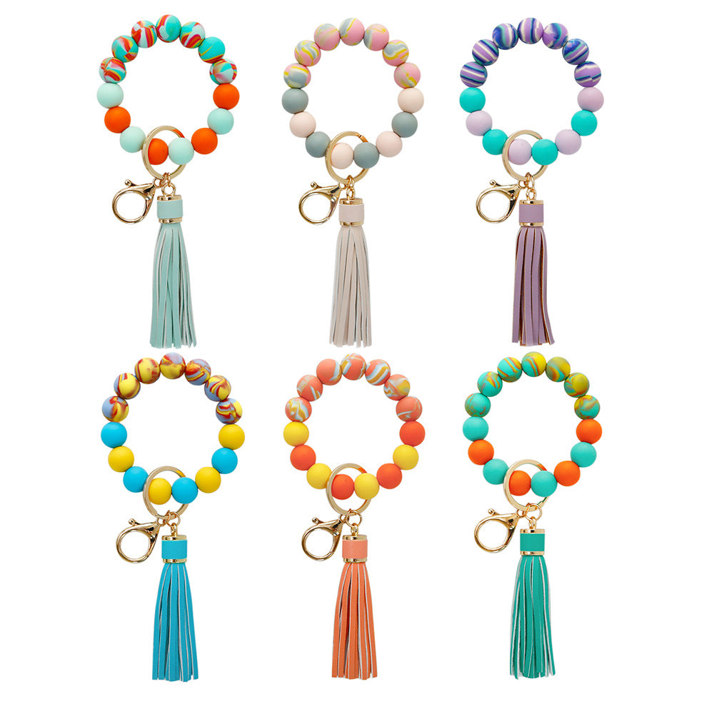 Silicone Bead Bracelet Keychain K1159 - view 3