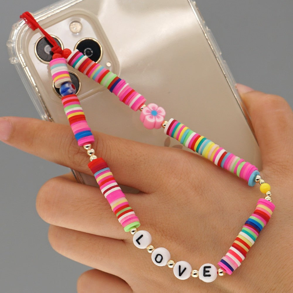LOVE Polymer Clay Bead Phone Chain K1165