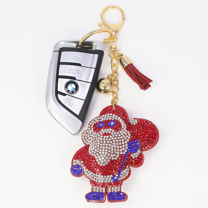 Santa Claus Rhinestone Keychain K1226 - view 3