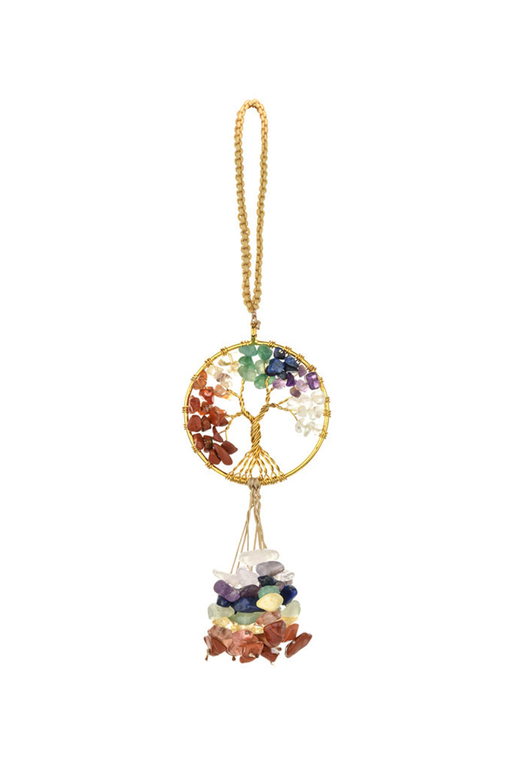 Natural Stone Tree of Life Tassel Keychain K1269