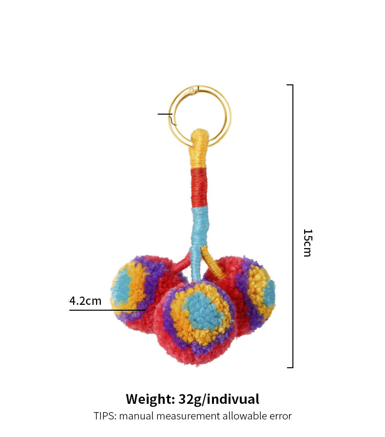 Multicolor Pompom Cotton Keychain K1271 - view 2