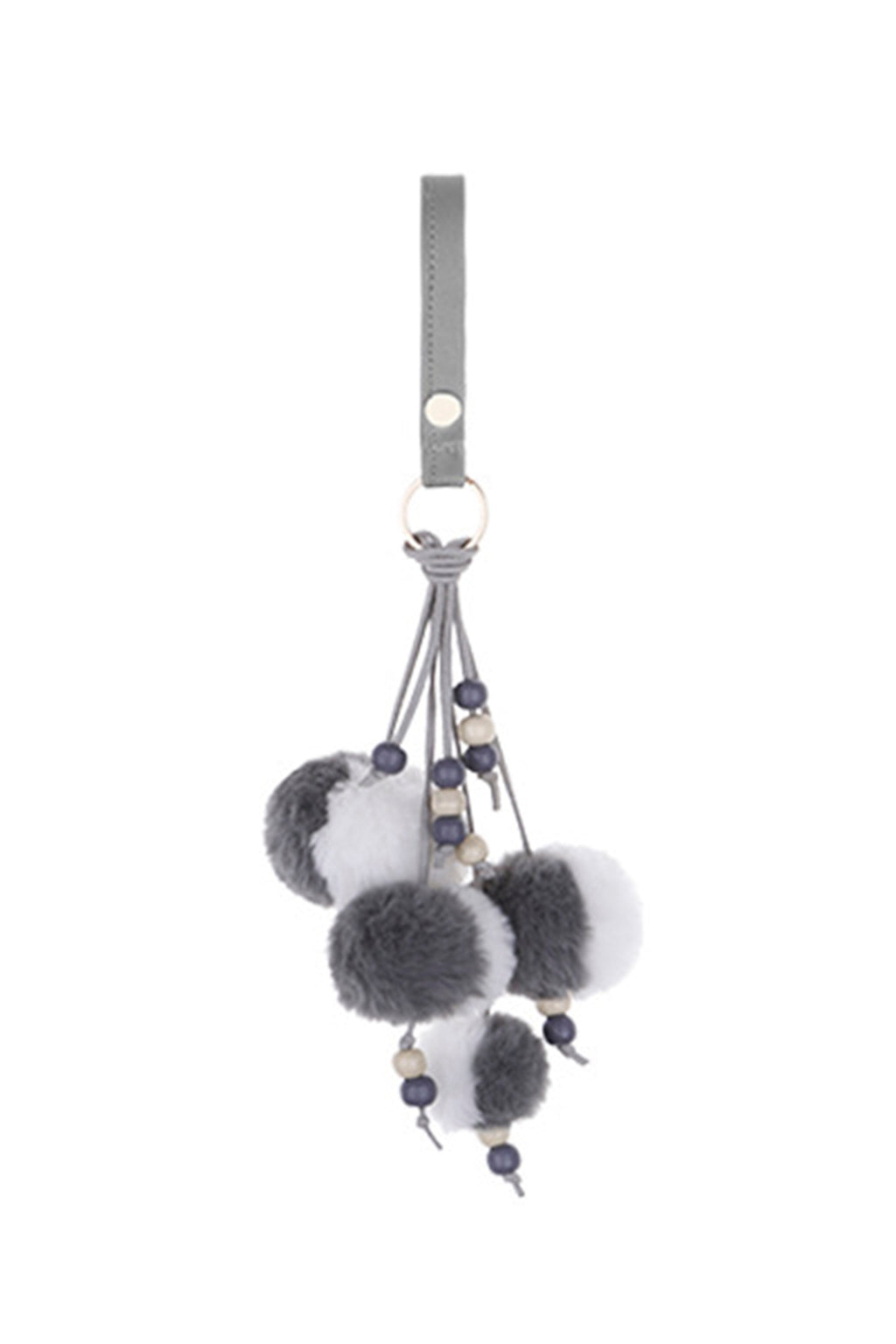 Contrast Color Pompom PU Leather Keychain K1273