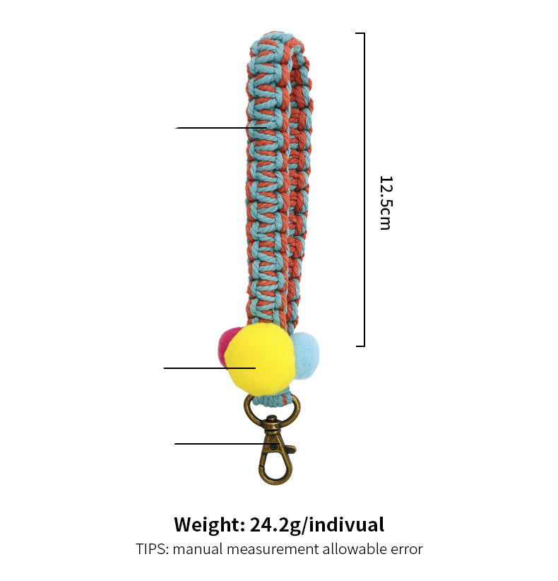 Handmade Braided Pompom Keychain K1274 - view 2