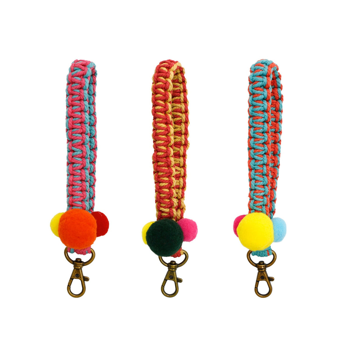Handmade Braided Pompom Keychain K1274 - view 7