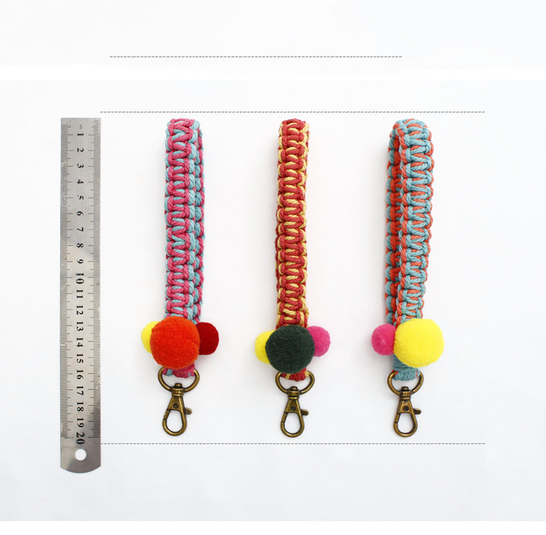 Handmade Braided Pompom Keychain K1274 - view 9