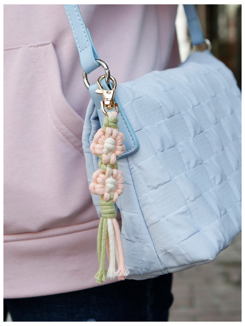 Flower Braided Cotton Thread Tassel Keychain K1284 - view 7
