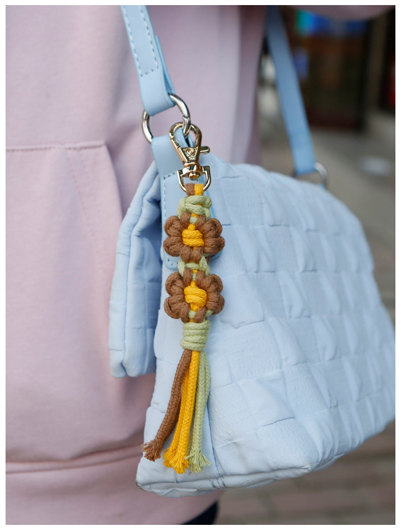 Flower Braided Cotton Thread Tassel Keychain K1284 - view 3