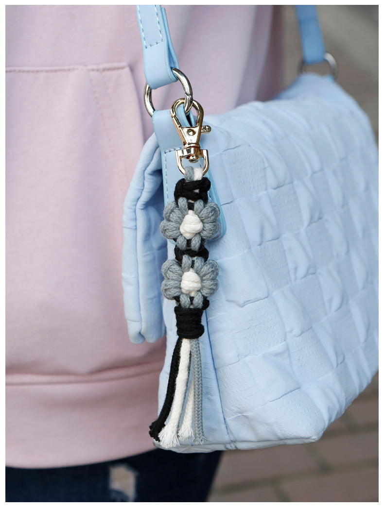 Flower Braided Cotton Thread Tassel Keychain K1284 - view 4