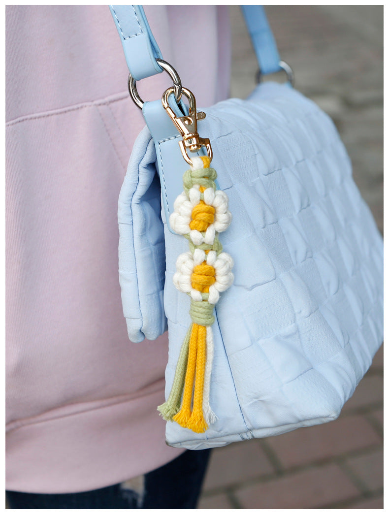 Flower Braided Cotton Thread Tassel Keychain K1284 - view 5