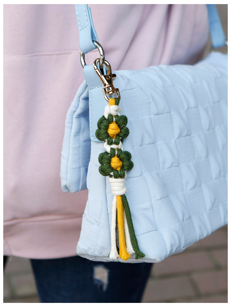Flower Braided Cotton Thread Tassel Keychain K1284 - view 6