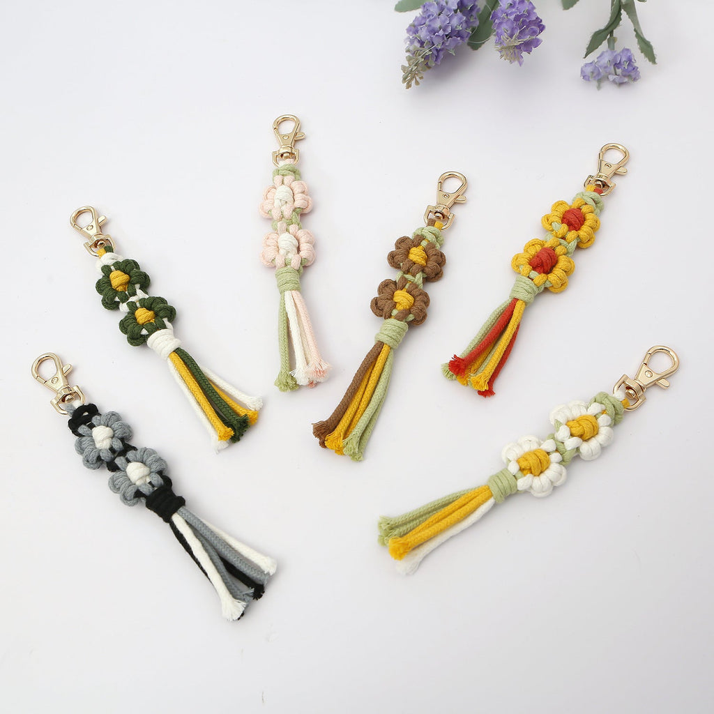 Flower Braided Cotton Thread Tassel Keychain K1284 - view 10
