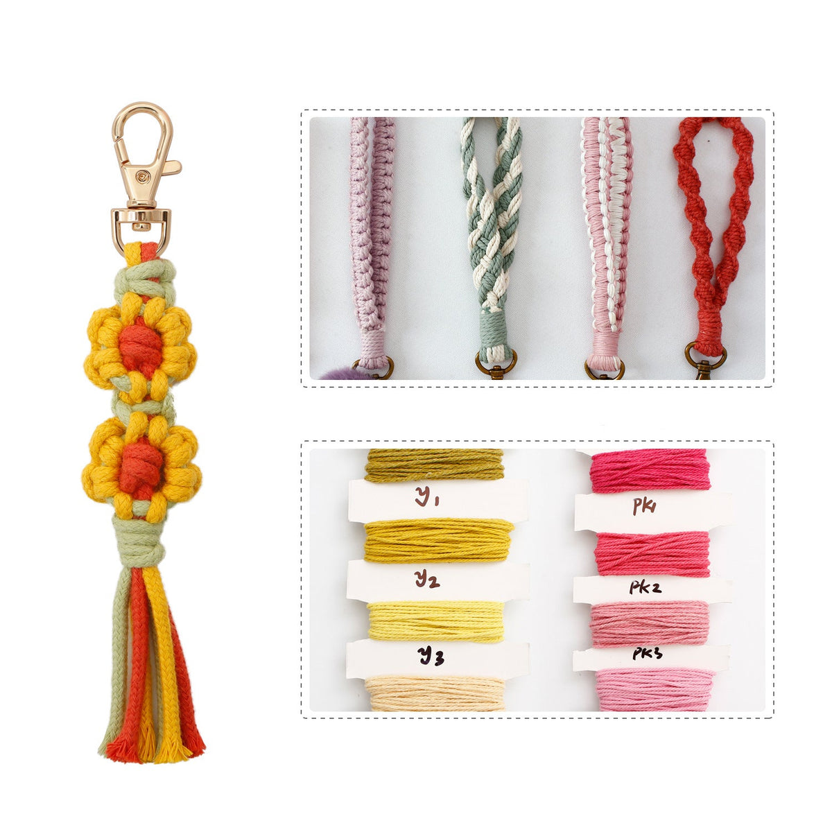Flower Braided Cotton Thread Tassel Keychain K1284 - view 9