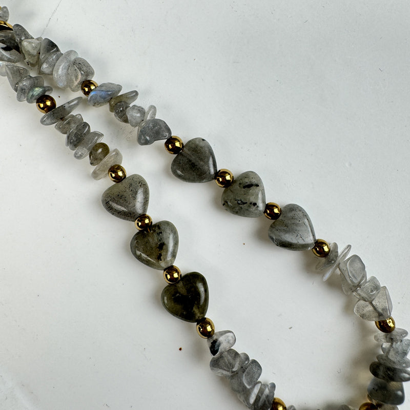 Natural Stone Phone Charm Keychain K1323-Labradorite