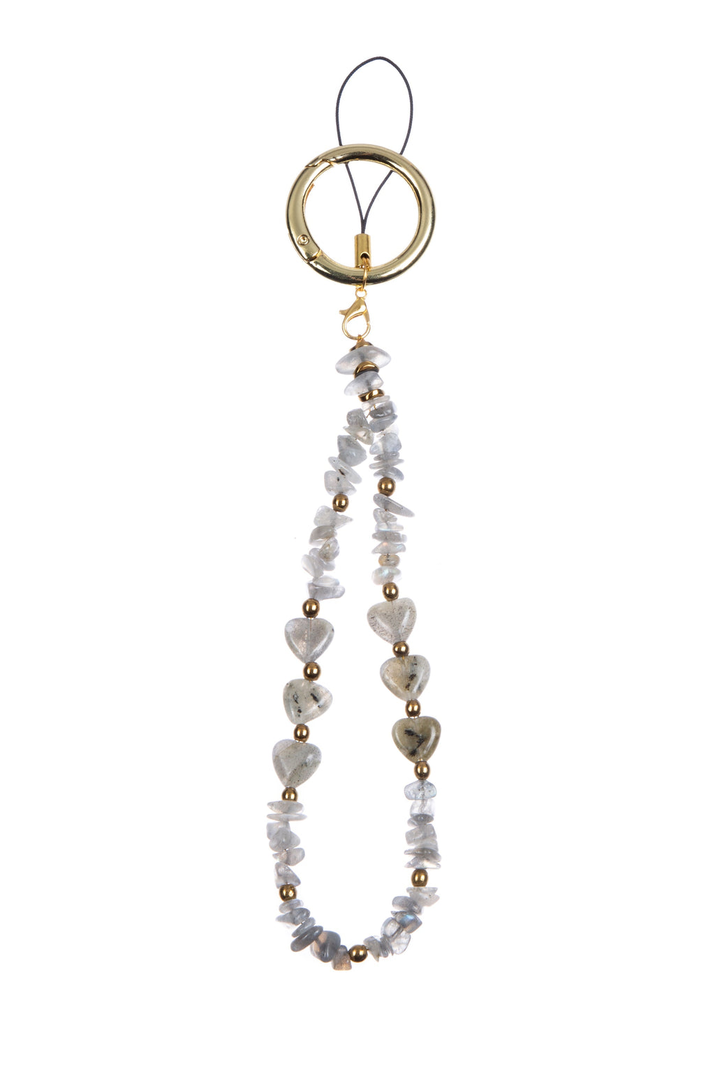 Natural Stone Phone Charm Keychain K1323-Labradorite