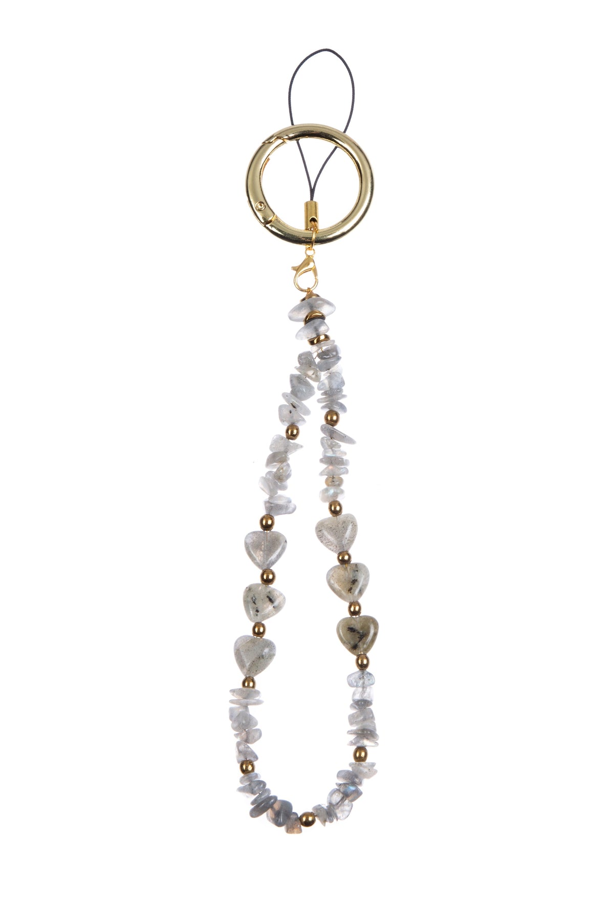 Natural Stone Phone Charm Keychain K1323-Labradorite