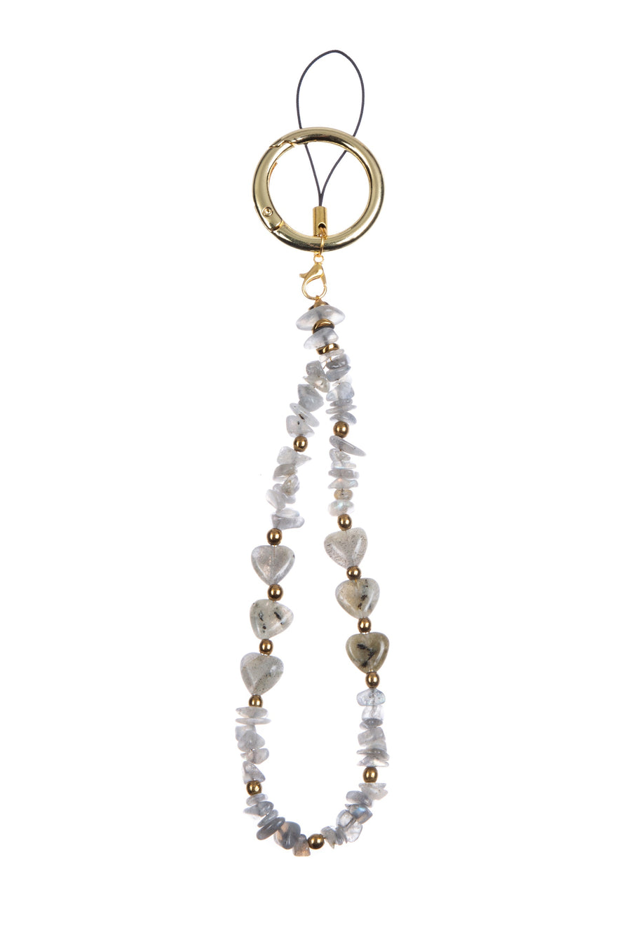 Natural Stone Phone Charm Keychain K1323-Labradorite