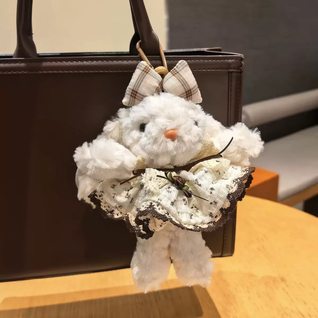 Brown Floral Dress With Rabbit Plush Keychain K1358 - view 2