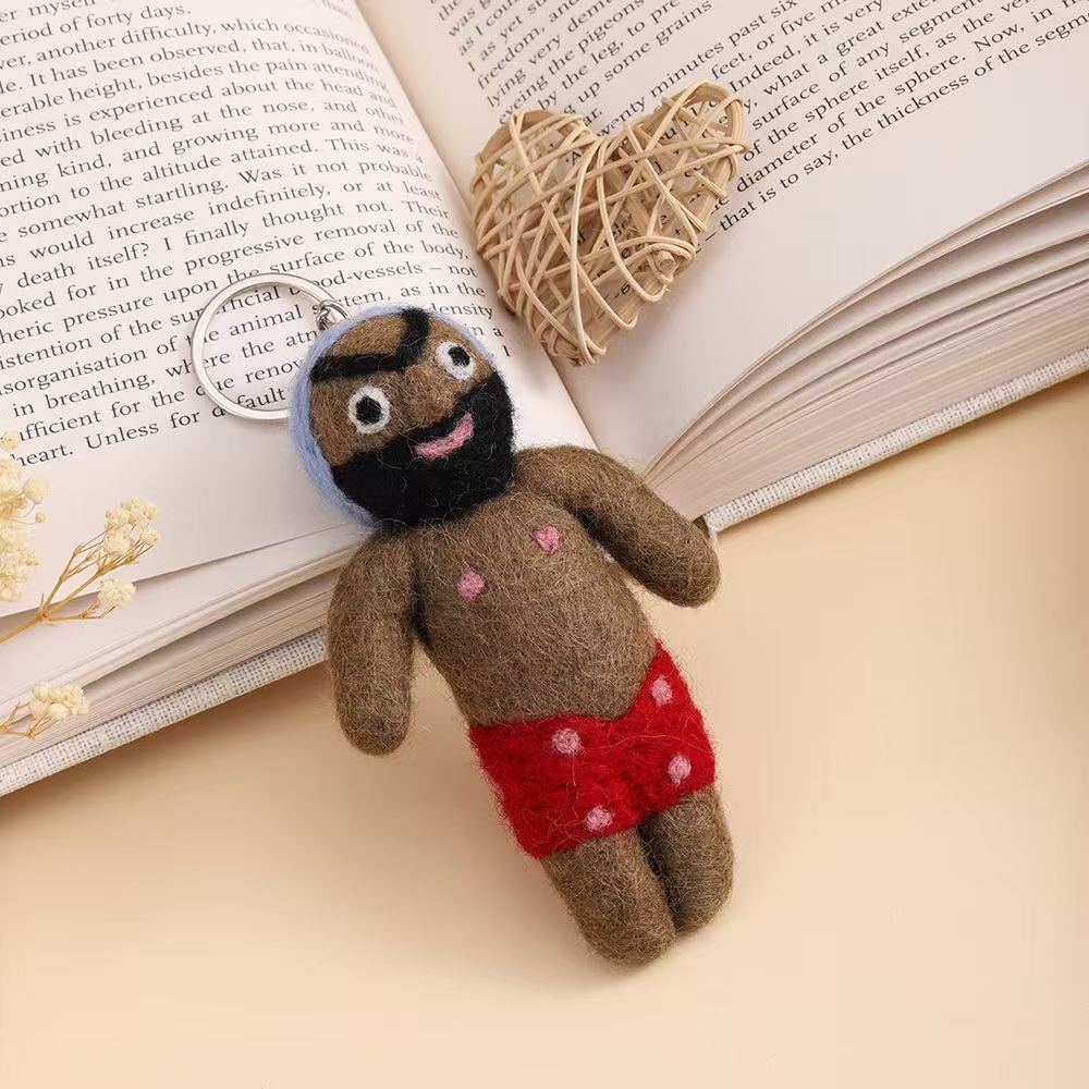 Bearded Man Felt Keychain K1379