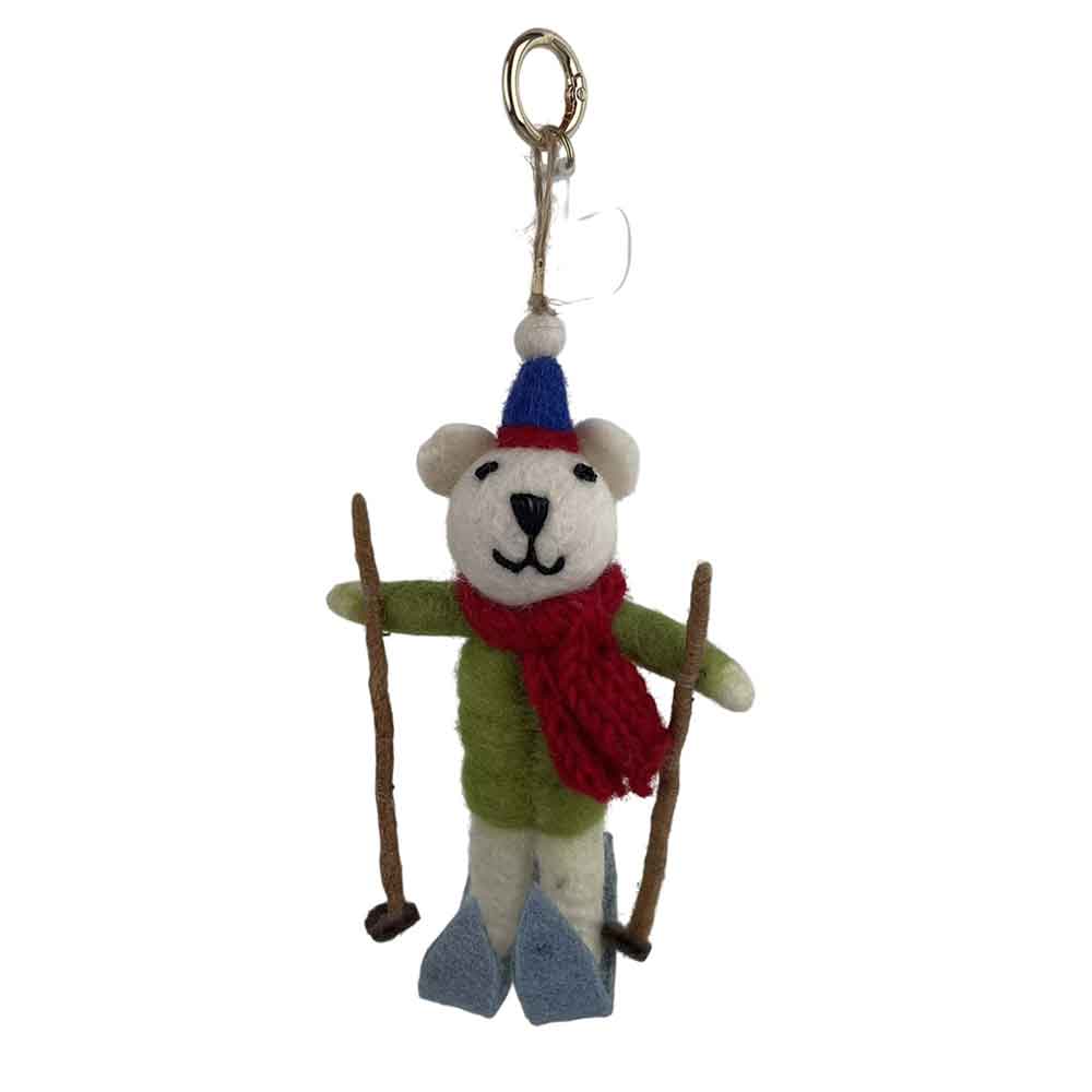 Bear Ski Felt Keychain K1389