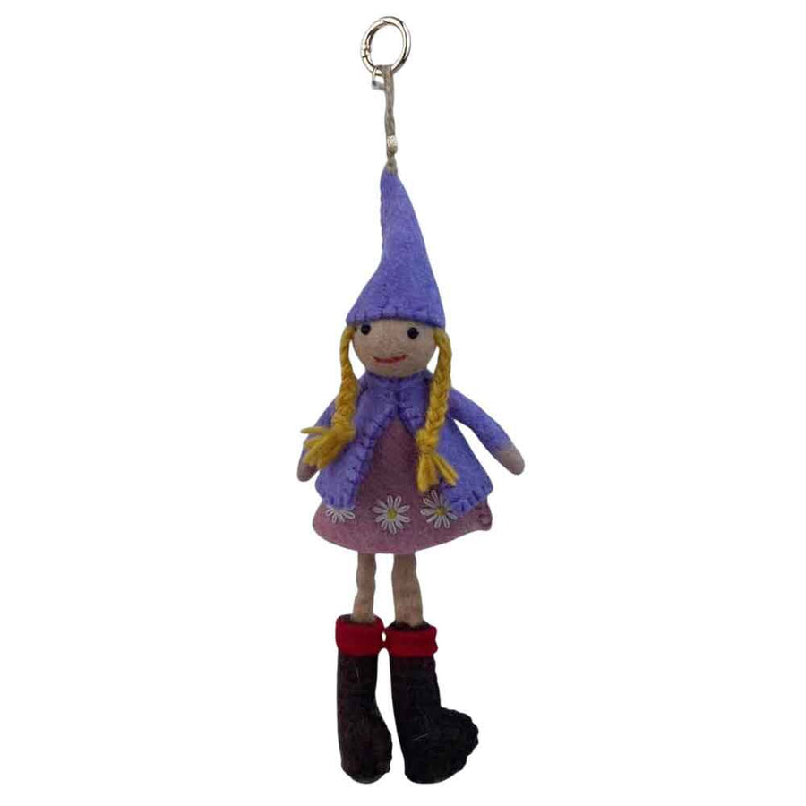 Girl In A Hat Felt Keychain K1390