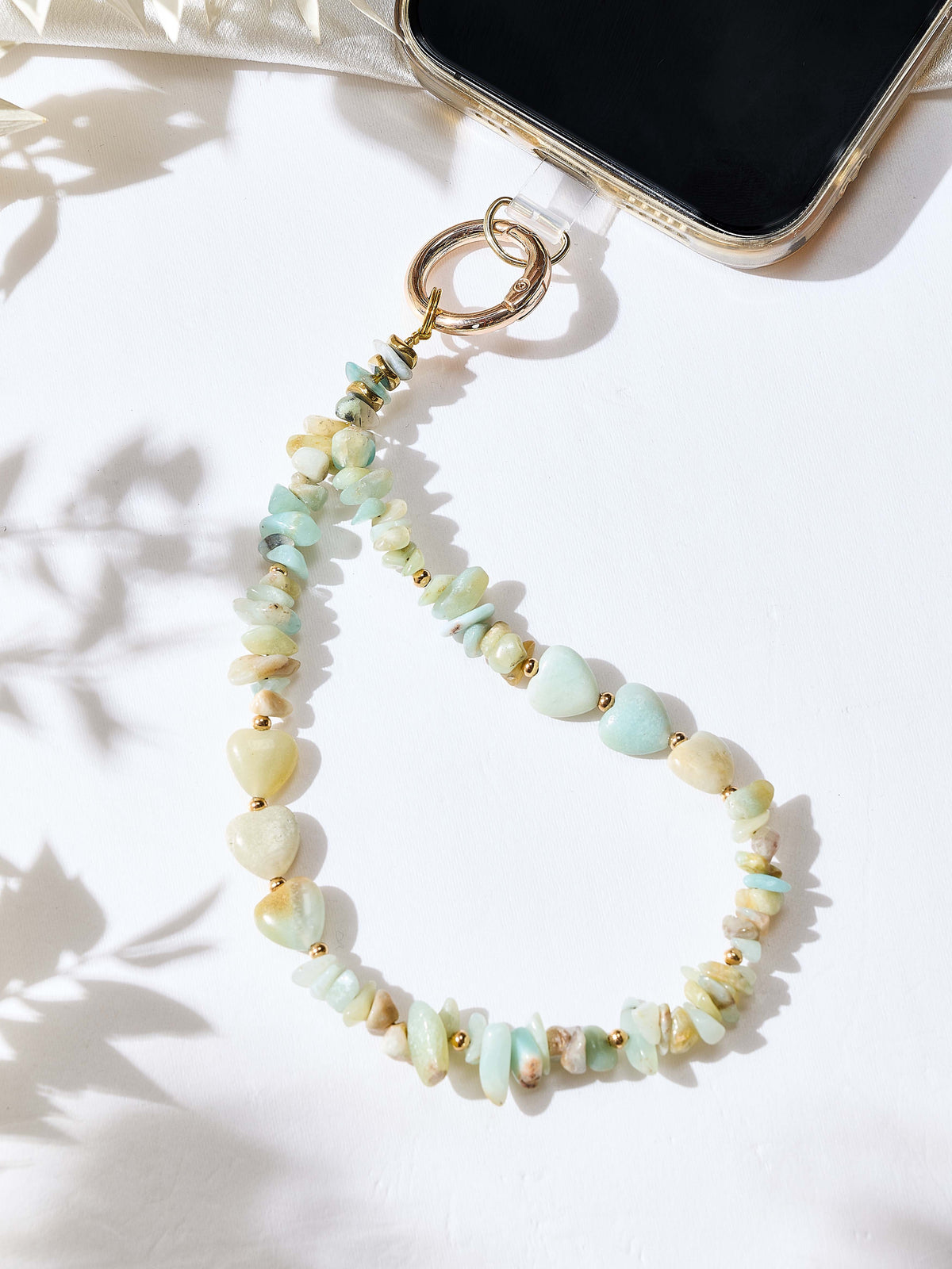 Natural Stone Phone Charm Keychain Wristlet K1403