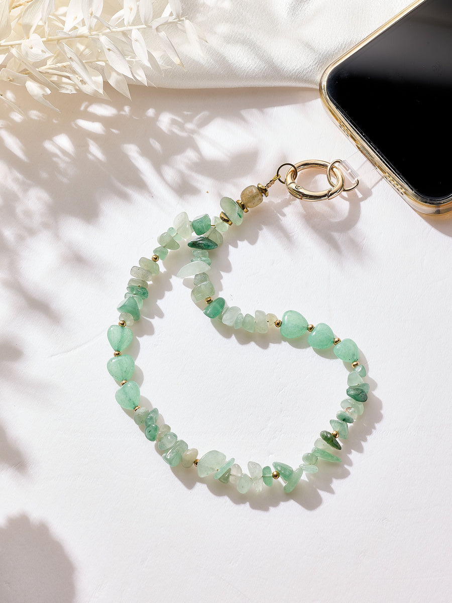 Natural Stone Phone Charm Keychain Wristlet K1403
