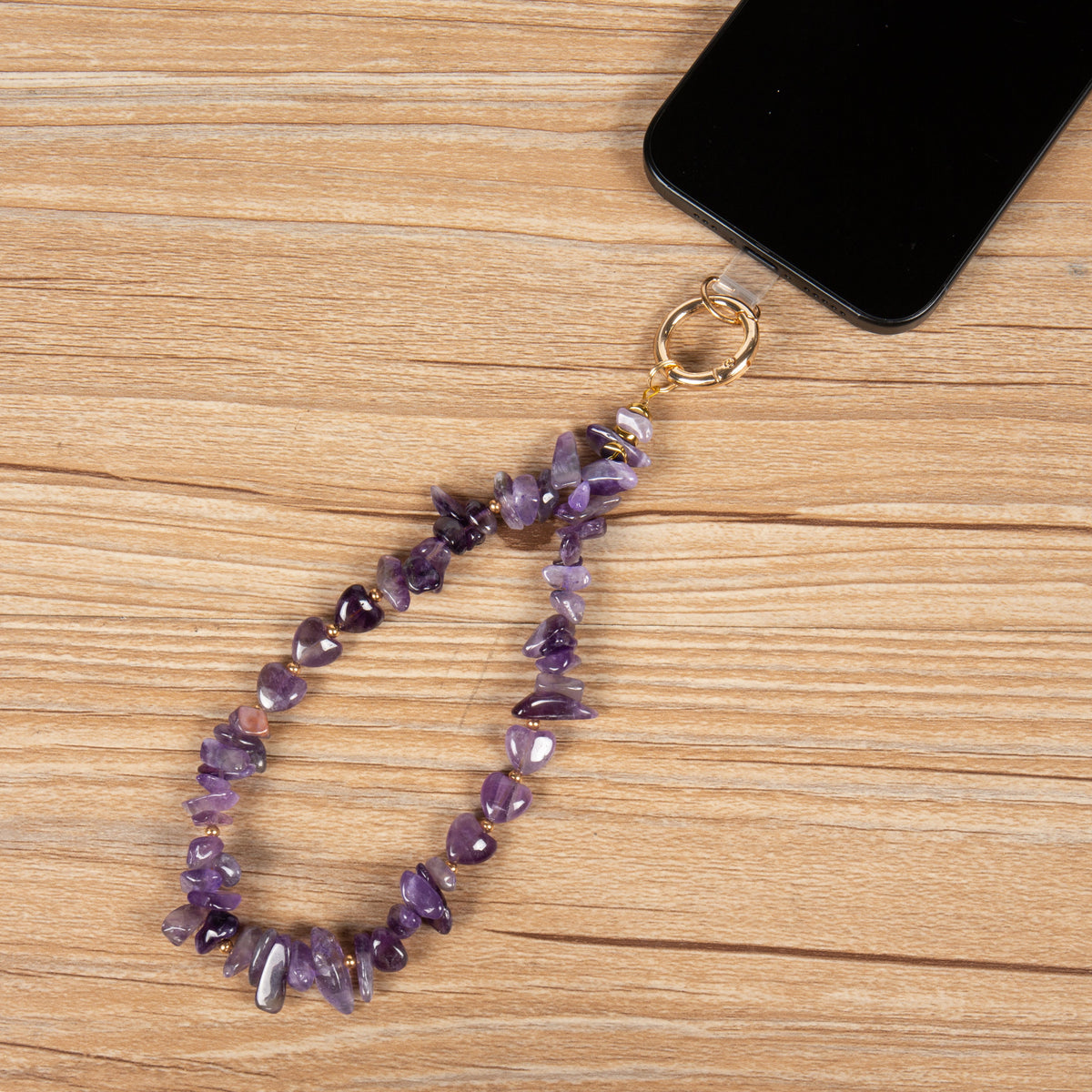 Natural Stone Phone Charm Keychain Wristlet K1403 - view 2