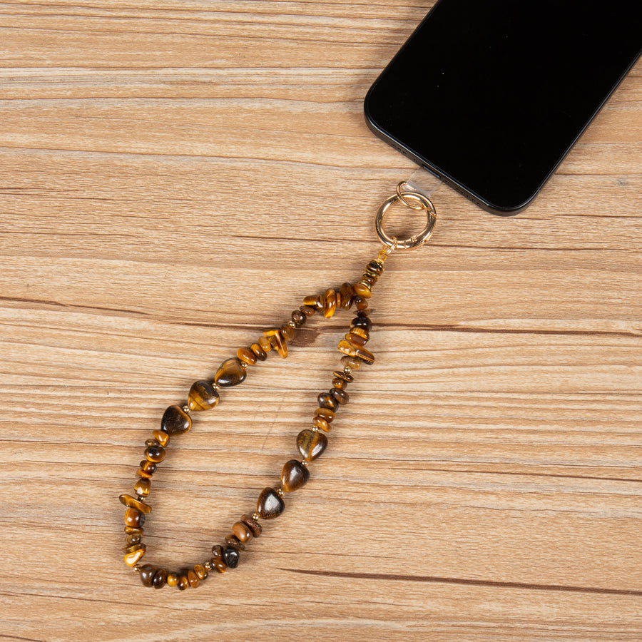 Natural Stone Phone Charm Keychain Wristlet K1403