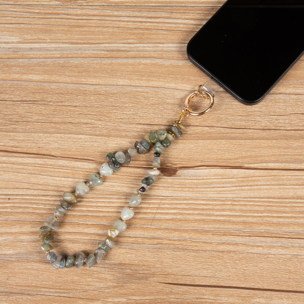 Natural Stone Phone Charm Keychain Wristlet K1403