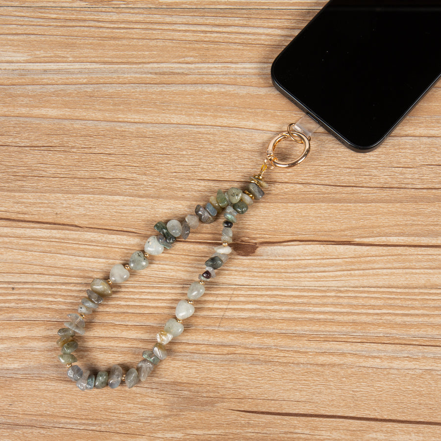 Natural Stone Phone Charm Keychain Wristlet K1403