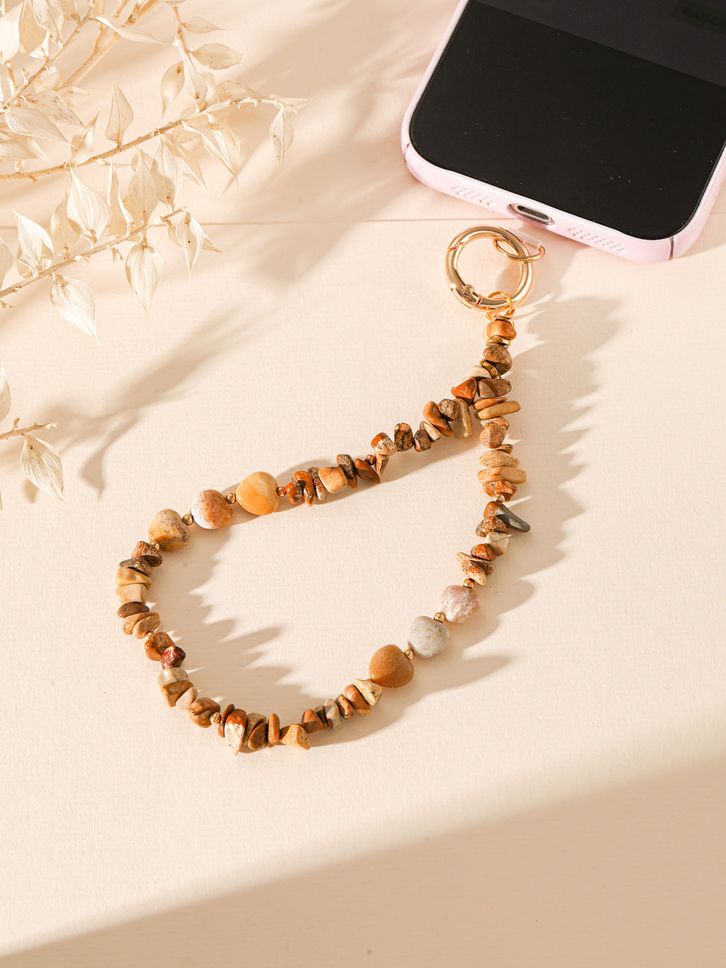 Natural Stone Phone Charm Keychain Wristlet K1403 - view 10