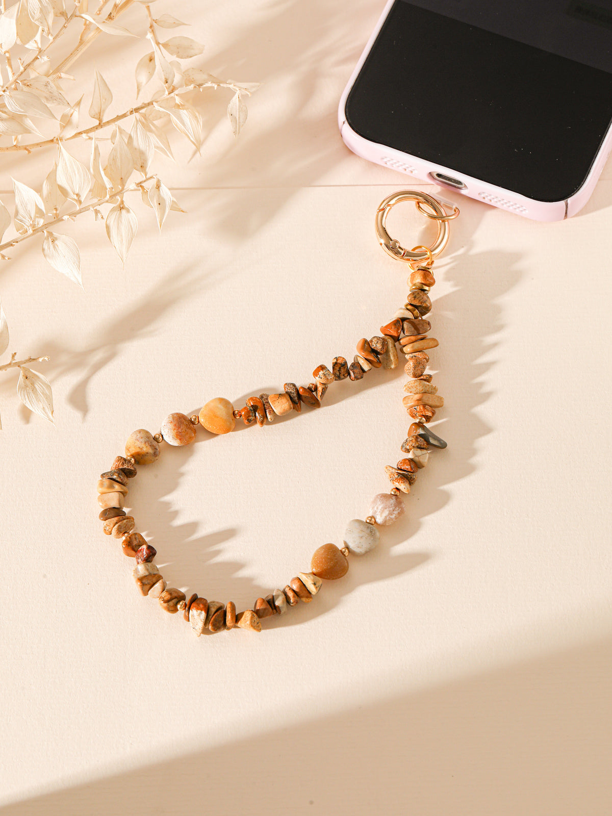 Natural Stone Phone Charm Keychain Wristlet K1403 - view 10
