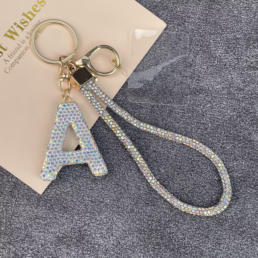 Alphabet Rhinestone Keychain Wristlet K1406
