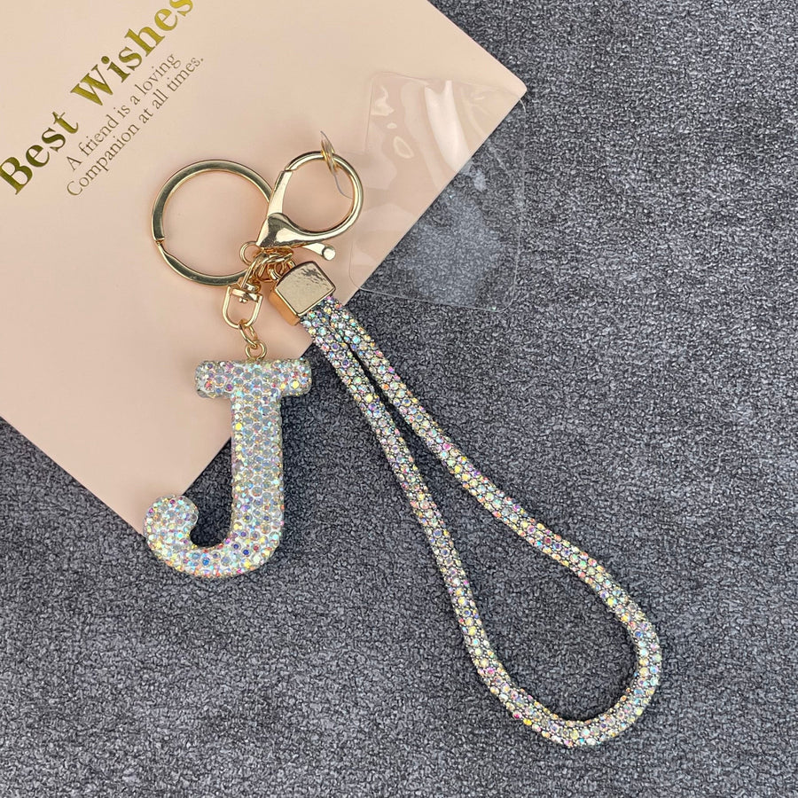 Alphabet Rhinestone Keychain Wristlet K1406